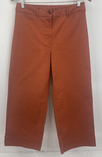 Talbots Dk Orange Stretch Cotton High Rise Wide Leg Crop Chinos Womens Sz 6 NEW