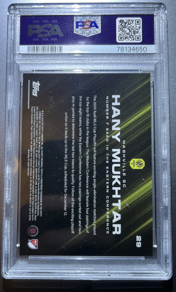 2020 Topps Playoff MLS Hany Mukhtar #29 Rookie RC Nashville SC PSA 10 LOW POP - Image 2 of 2