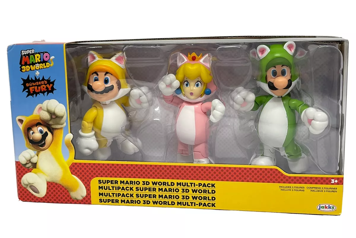 Jakks Pacific Super Mario - 4 3D World Figure 3-Pack Featuring