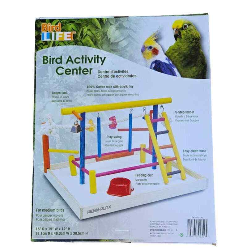 Bird Life Medium to Large Bird Activity Center, Easy Clean, Durable Bright Wood