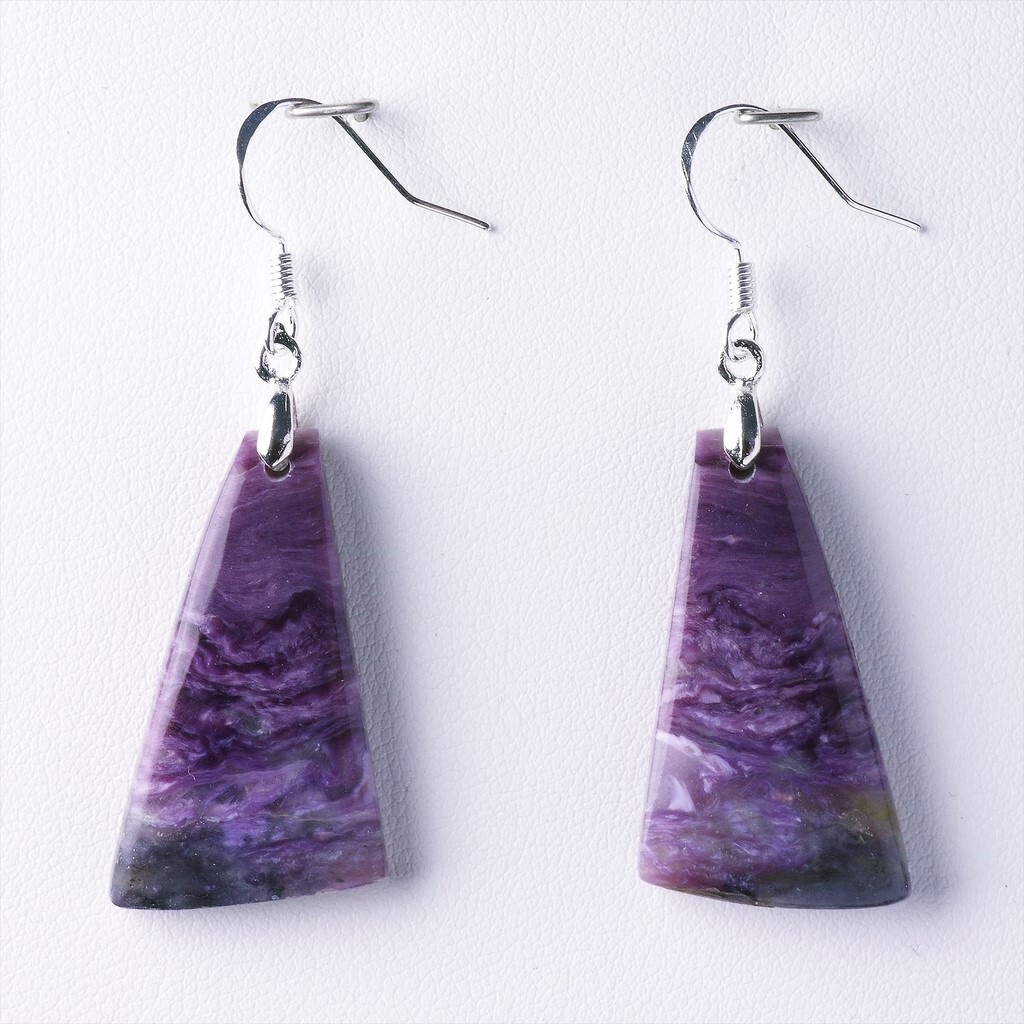 Boucles d'oreilles en charoïte véritable 49,13 ct violette intense