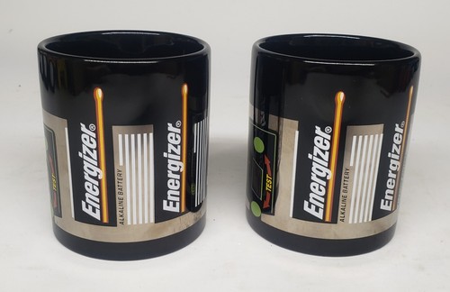 2 Energizer Batterie Vintage Schwarz Kaffeetassen Retro Made In England