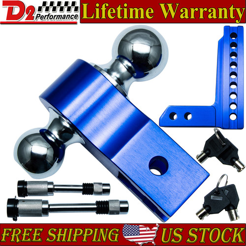 Towing Hitch Dual Ball Mount Trailer 8" Drop 12500 lb 2" Receiver Adjustable - Picture 1 of 11