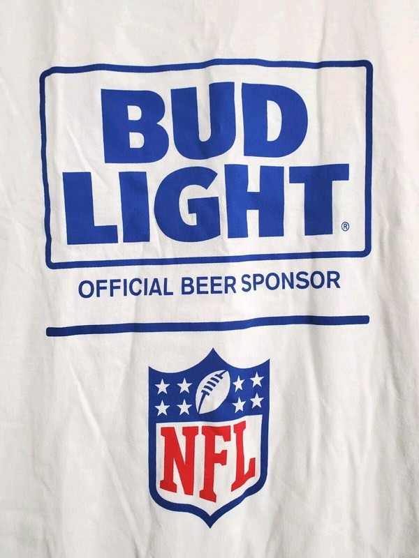 Two Men's Bud Light Beer Football  NFL T-Shirts Size L by Gildan Budwiser NWOT 