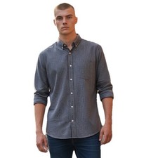 Banana Republic L Mens Cotton Luxe Poplin Slim Fit Button Down Shirt Blue NWOT