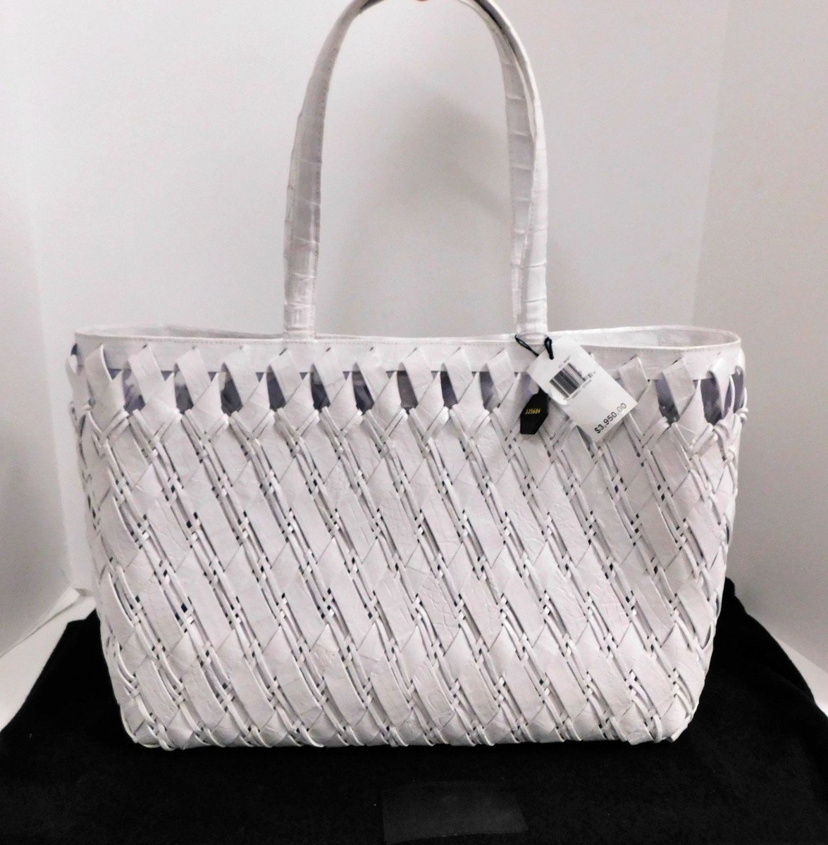New Nancy Gonzalez White Genuine Crocodile Leather XL Tote Bag NWT