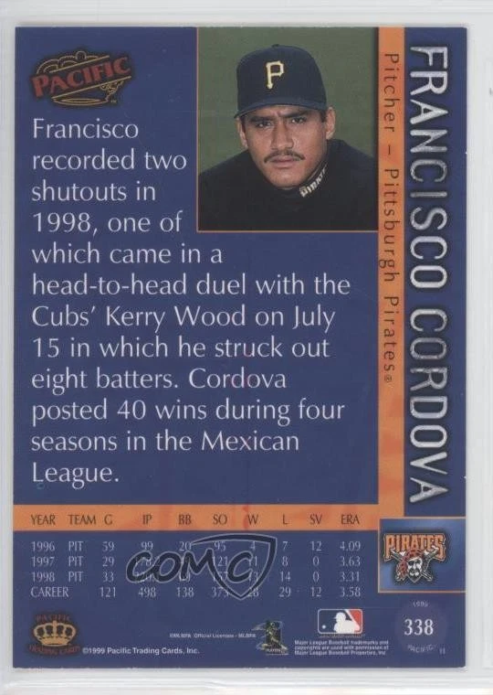 1999 Pacific Francisco Cordova #338 - Image 2 of 2