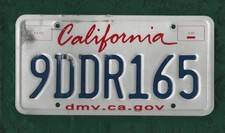 9DDR165 CALIFORNIA, American Licence Plate 12"x6"