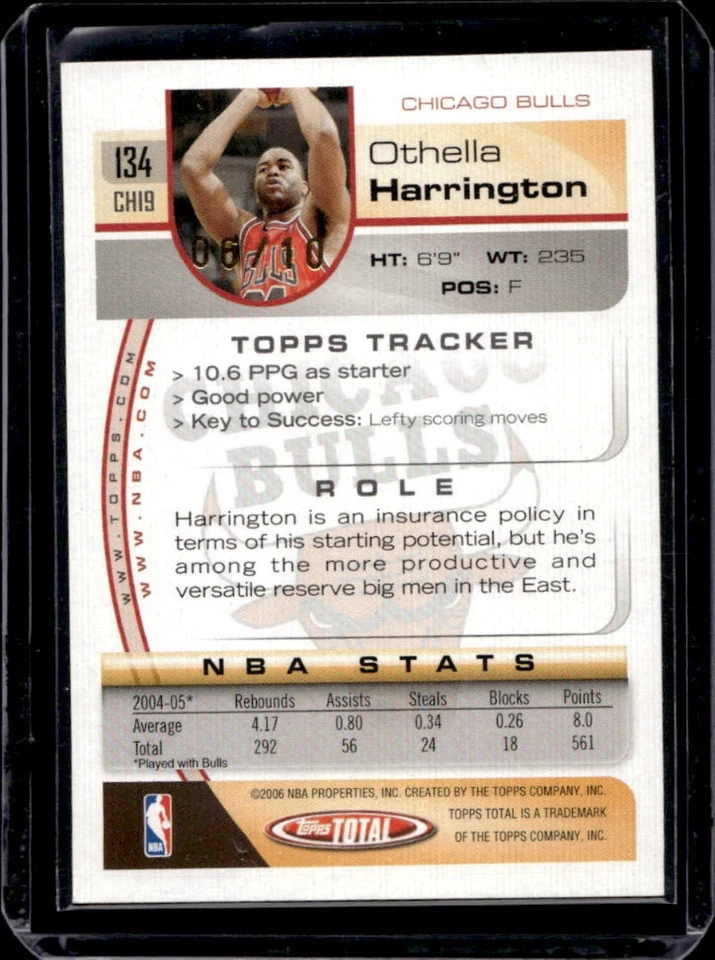 2005-06 Topps Total Othella Harrington Gold #134 Chicago Bulls - Image 2 of 2
