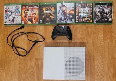 Microsoft Xbox One S White Console Bundle w/ Controller, Power Cable, 6 Games