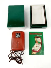 RARE Vintage Barigo Acrylic Glass Compass w/ Mirrored Leather Case - German Made