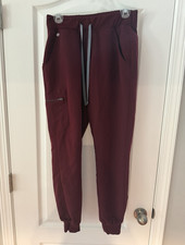 FIGS Technical Collection Scrub Jogger Pants Solid Burgundy Medical Size S