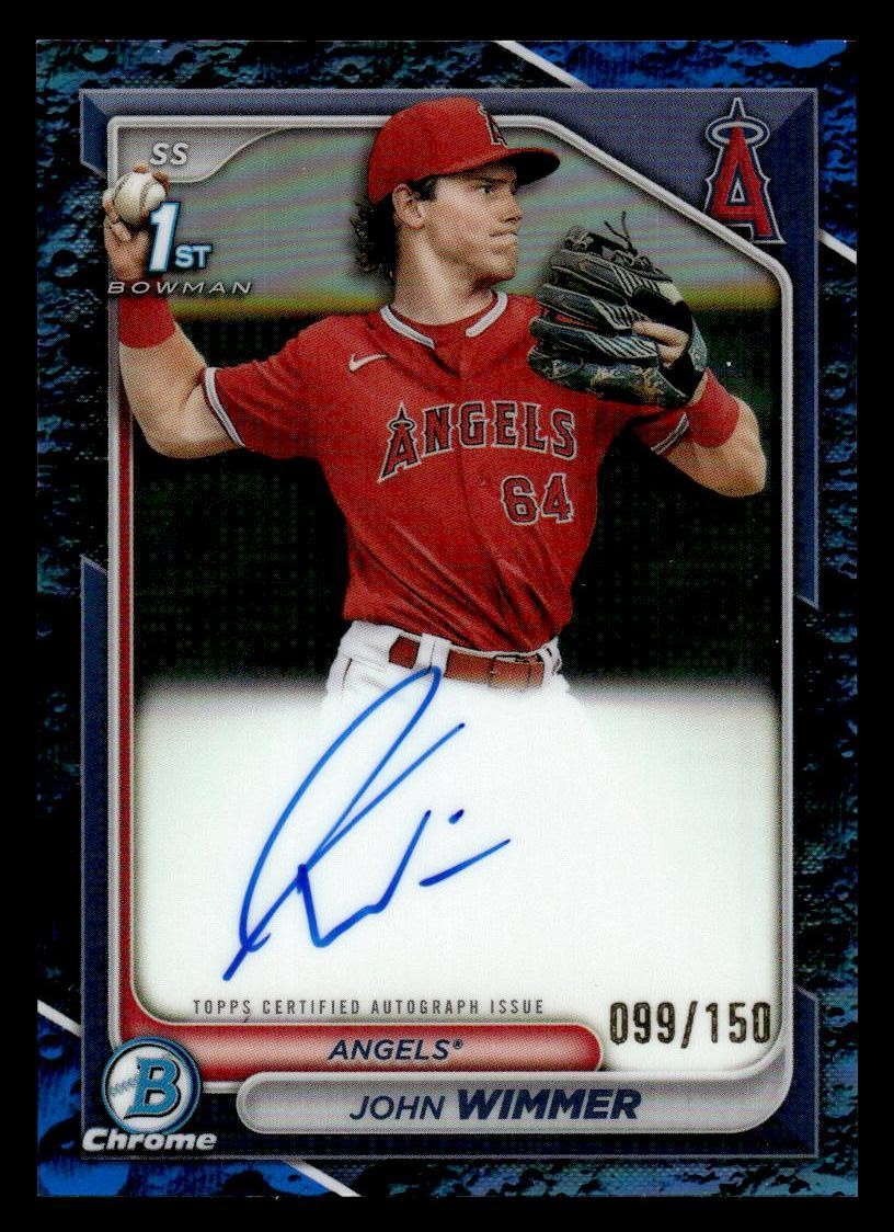2024 Bowman #CPA-JW John Wimmer Chrome Prospects Autographs Blue Lunar #/150