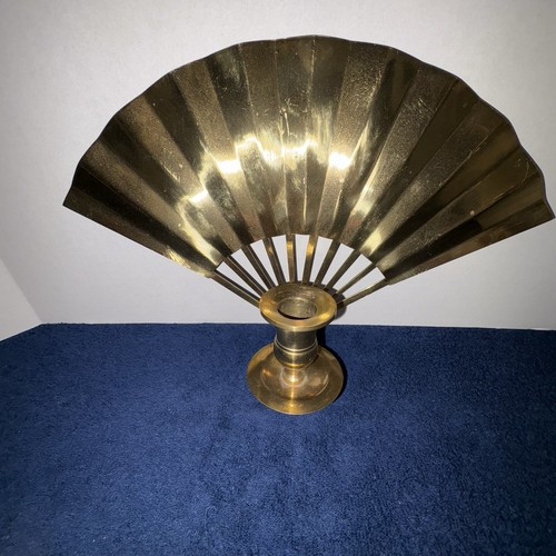 Applique da parete portacandele vintage grande anni 80 ottone ventaglio
