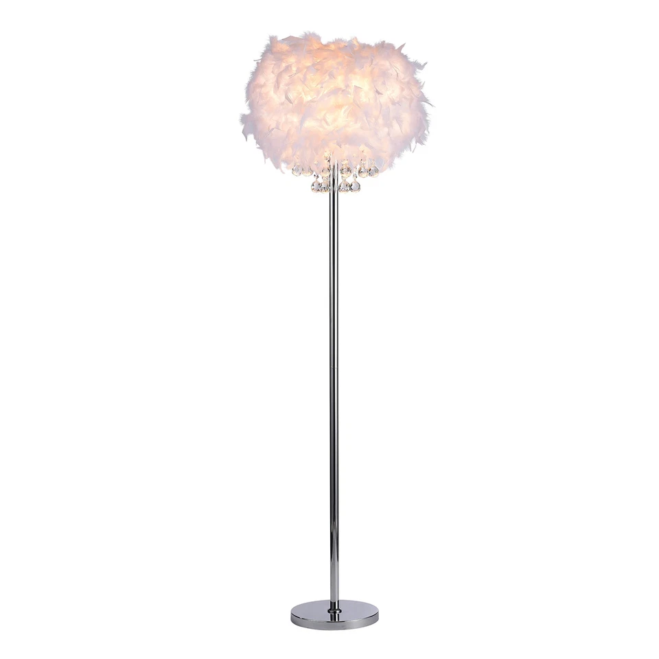 Mirjam Chrome Crystal 1 light Fancy Shade Floor Lamp Antique White,Platinum - Image 2 of 3