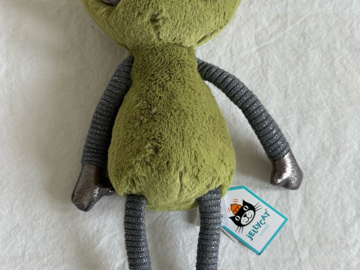 Jellycat Zalien the Alien Plush ALF3A Retired Moss Green Silver