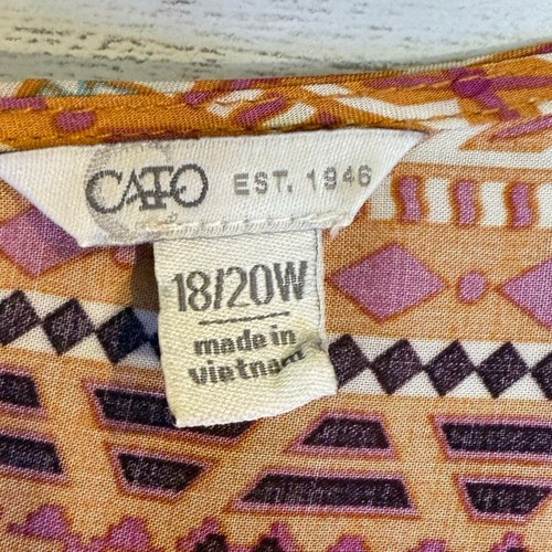 Cato 18/20 orange Tribal Blumen Bauernbluse Kokette Babydoll Landhaus Herbst - Bild 4 von 6