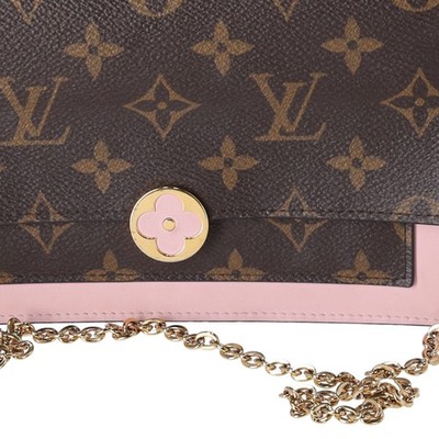 Louis Vuitton Monogram Flore Chain Wallet Crossbody Rose Ballerine