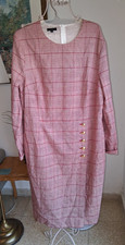 ESCADA Dujar Dress 44 Red Glen Plaid Virgin Wool Asymmetric Gold Logo Button