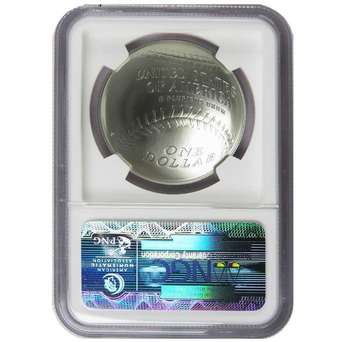 2014-P $1 Baseball Hall of Fame Silver Commemorative NGC MS70 Braves MLB Label - 第 2/2 張圖片