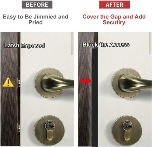 Door Latch Guard Plate, Outswing Security 7 in. - 1pack, Matte Black - Picture 2 of 5