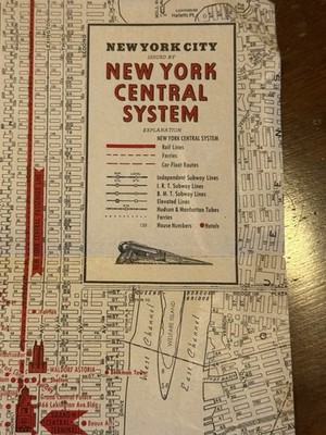 New York City Map Issued by New York Central System 1943 United States