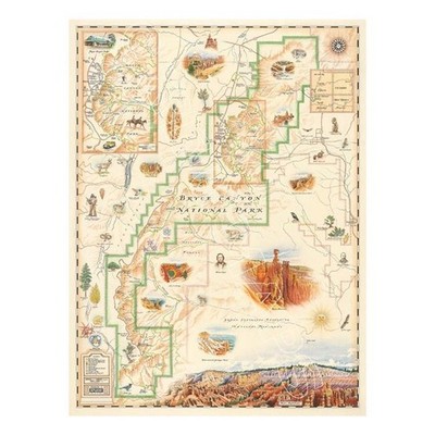 Xplorer Maps MAP BCNP Bryce Canyon National Park Hand-Drawn Map