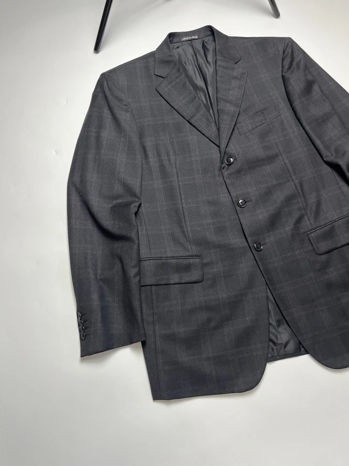 Men’s Plaid Wool Suit Pal Zileri Grey Size 52R - Image 4 of 4