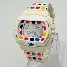 Unisex ADIDAS White  Multicolor Rubber Modern Digital Sport Watch, 53mm ADH6133