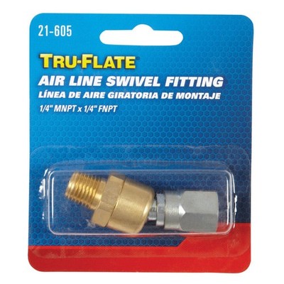 Tru-Flate 21605 Brass/Steel 360 Deg. Air Line Swivel 1/4 in. MNPT x 1/4 in. FNPT