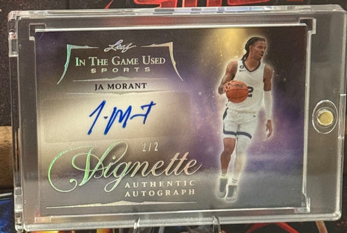 2025 Leaf In The Game Used Sports Vignette Silver Ja Morant 2/2 Auto