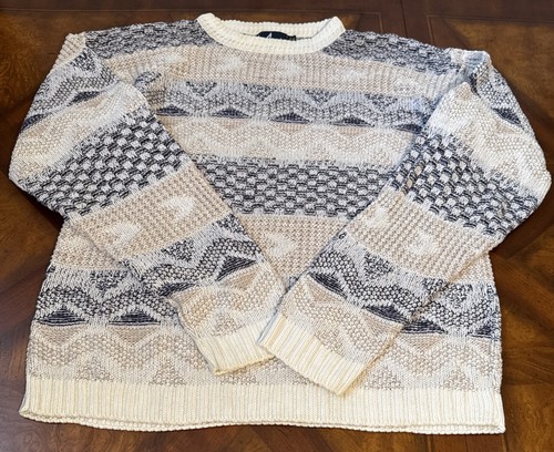 Vintage Sperry Top Sider 100 % Baumwolle Pullover Herren XL Zopfmuster Opa Vorschule - Bild 3 von 16
