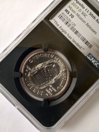 2019 D 50C Apollo 11 50th Anniversary Half Dollar NGC MS70 - Picture 3 of 4
