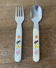 VTG Anacapa Toddler Fork Spoon Set Farm Animals Stainless Taiwan Child Flatware