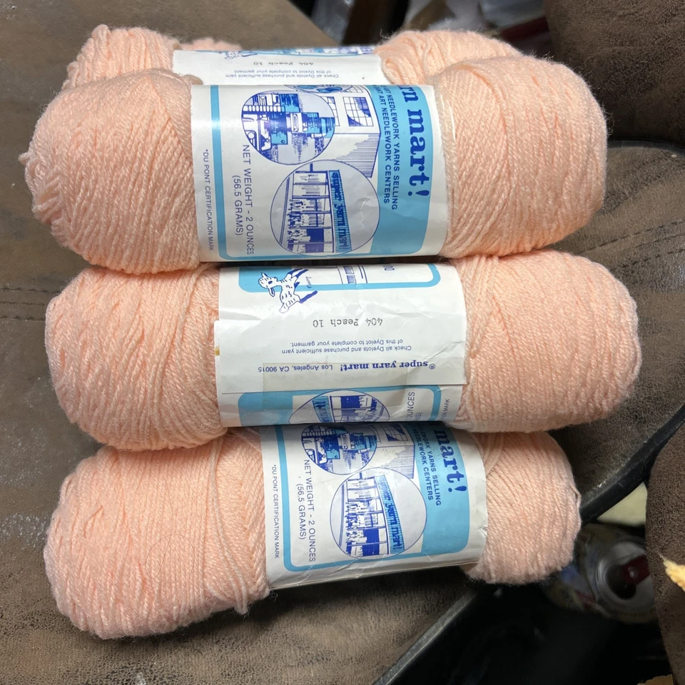 Super Yarn Mart DuPont Americana 404 Peach 10 Acrylic  2oz Vintage Lot 7 - Image 3 of 4