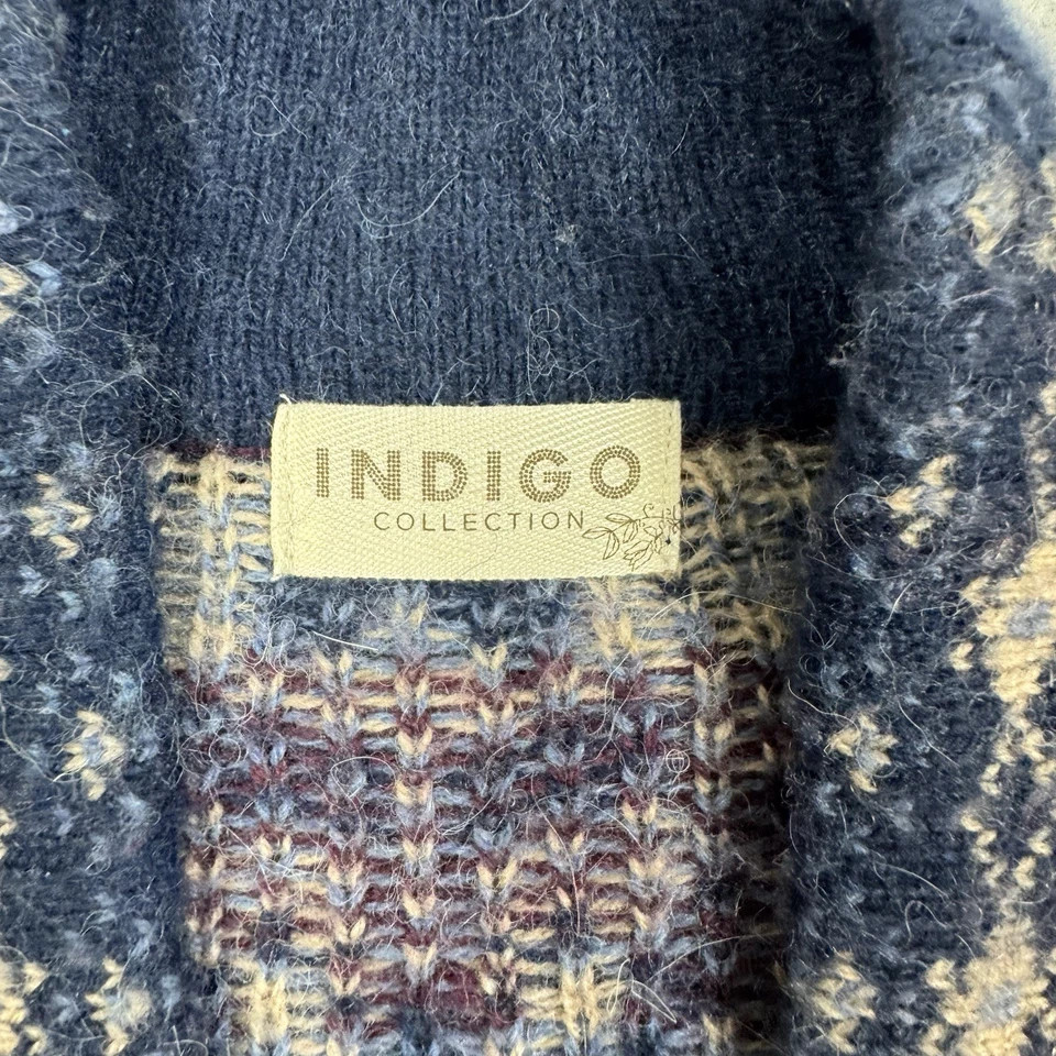 Cárdigan M&S Indigo Mezcla Alpaca Para Mujer Grande Azul Marino Floral Boho Cottagecore Acogedor Foto 3 de 4