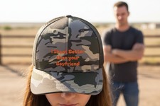 Custom Embroidered Camo Trucker Hat: Hunting Wife Cap