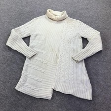 Barbour International Sweater Womens 10 Cream Mondello Roll Collar Cable Knit