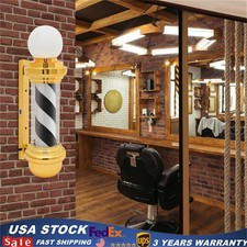 Barber Pole Light Black,White Gold Rotating Hair Salon Open Sign IP54 Waterproof