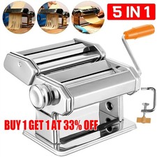 5IN-1 STAINLESS STEEL PASTA LASAGNE SPAGHETTI TAGLIATELLE RAVIOLI MAKER MACHINE