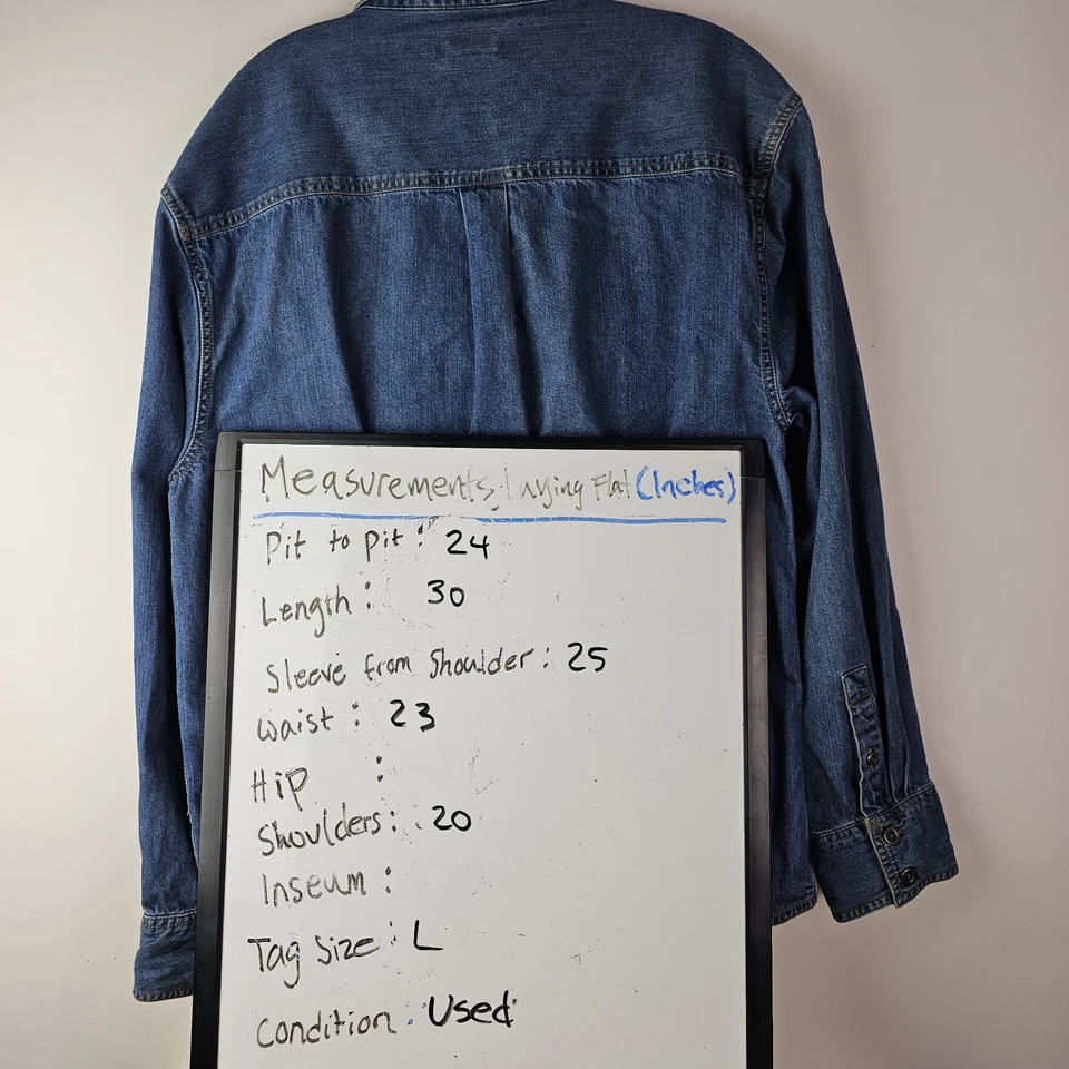 Camisa Life is Good LS L Azul Botón Denim Negocios Informal Logo Occidental Para Hombres Foto 4 de 4