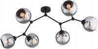 Deckenleuchte 6-Flammig Rauchglas Schwarz E27 L:80 Cm Deckenlampe Schlafzimmer