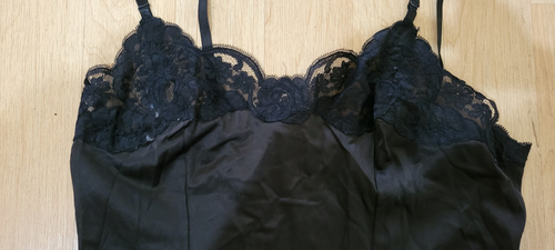 VTG Vanity Fair Slip Dress Lingerie - Black Lace Nylon Satin - Size 34,70S-80S - Picture 3 of 7