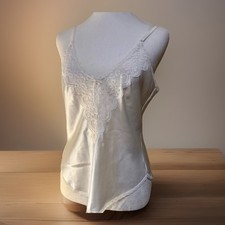 Vintage 90s Y2k White Chantilly Lace Cami Camisole Fairy Dainty Delicate 34