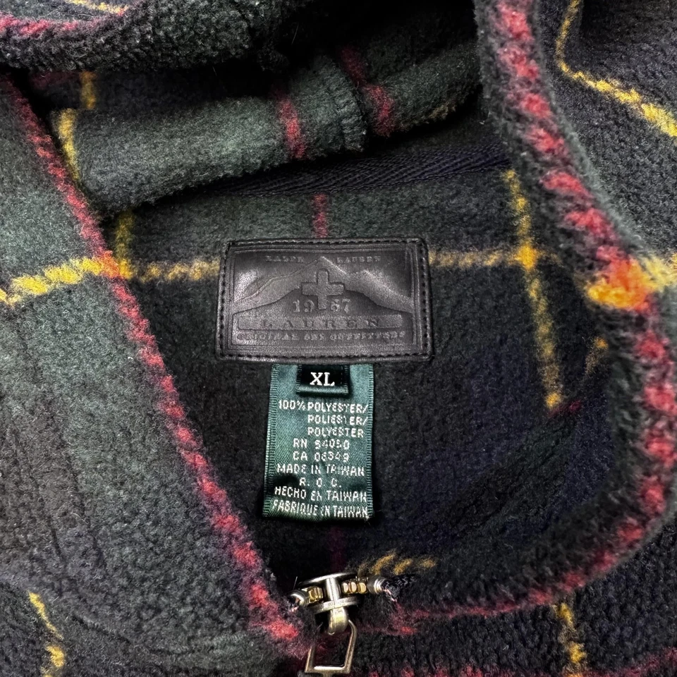 Ralph Lauren Chaleco con Capucha Mujer XL Azul Verde Cuadros Tartán Bolsillos con Cremallera Completa Foto 4 de 4