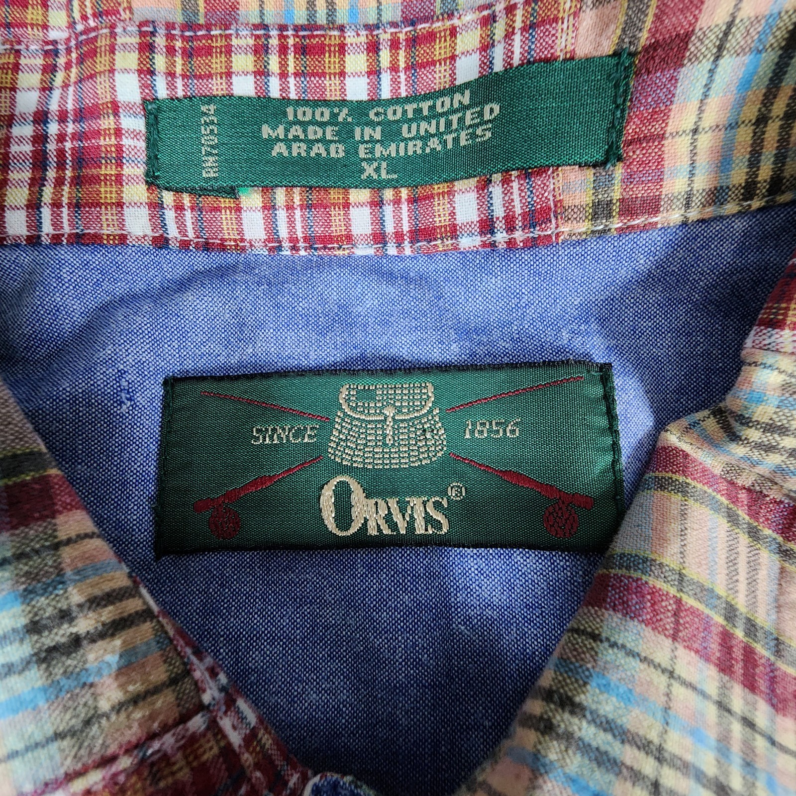 VTG Orvis Patchwork Madras Plaid Button Down Long… - image 7