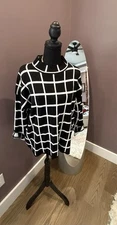 Pina Rossi Black and White Grid Pattern Women's Top size XL
