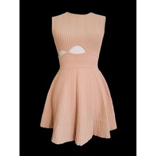 Ronny Kobo Blush Ribbed Knit Cut-Out Sleeveless Fit and Flare Mini Dress Small