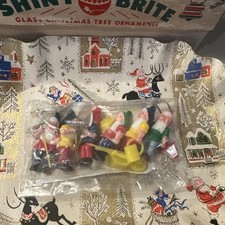 Vintage Christmas Elves Gnomes Lot Of 6 Celluloid New Old Stock NOS