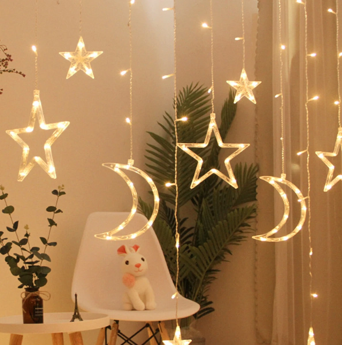 Moon and Star Fairy Lights, Greenhouse Light, Curtain Lights, Home Decor